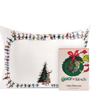 Kitsch The Grinch Satin Pillowcase - White and Multicolor